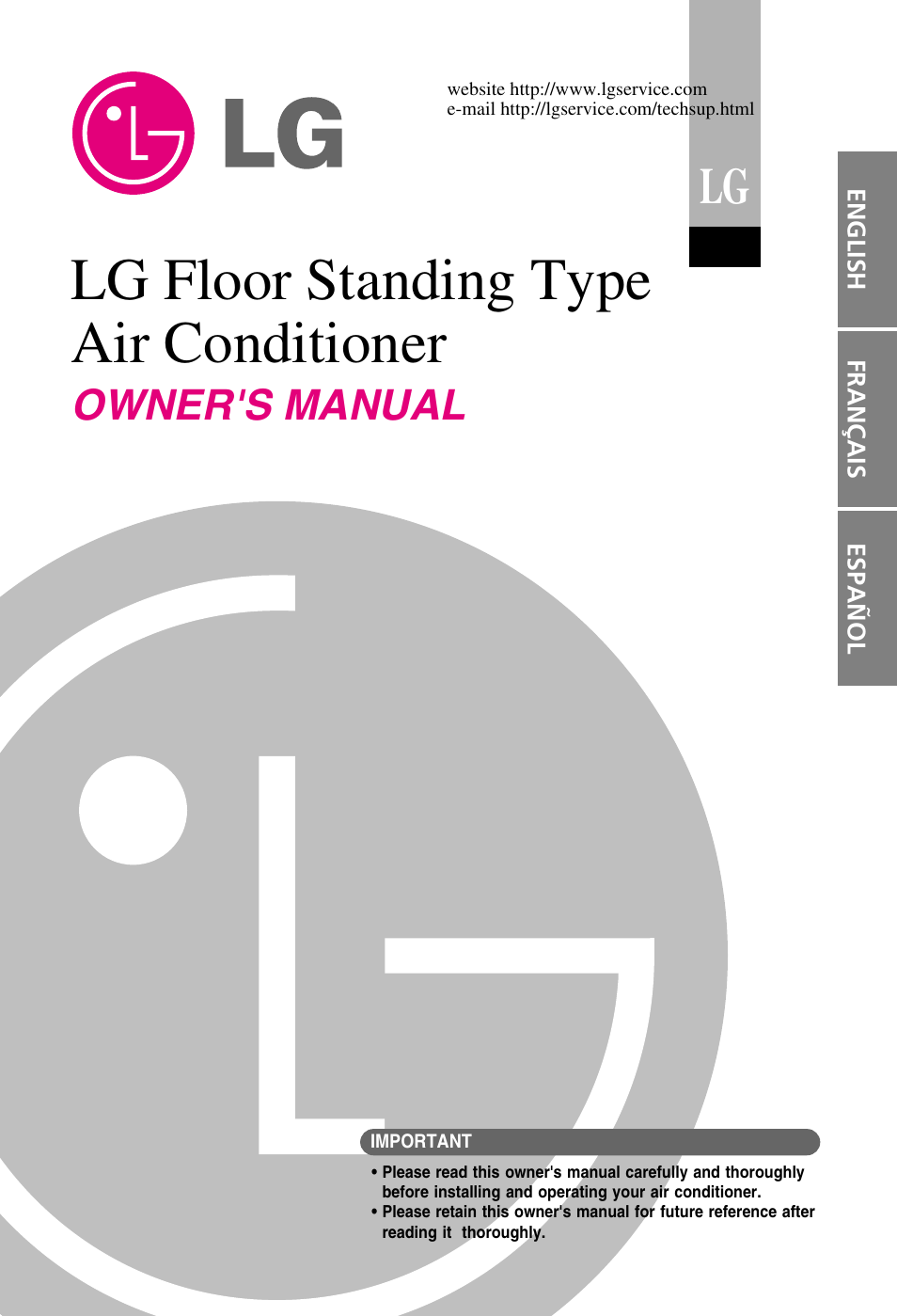 LG Floor Standing Type Air Conditioner User Manual | 30 pages
