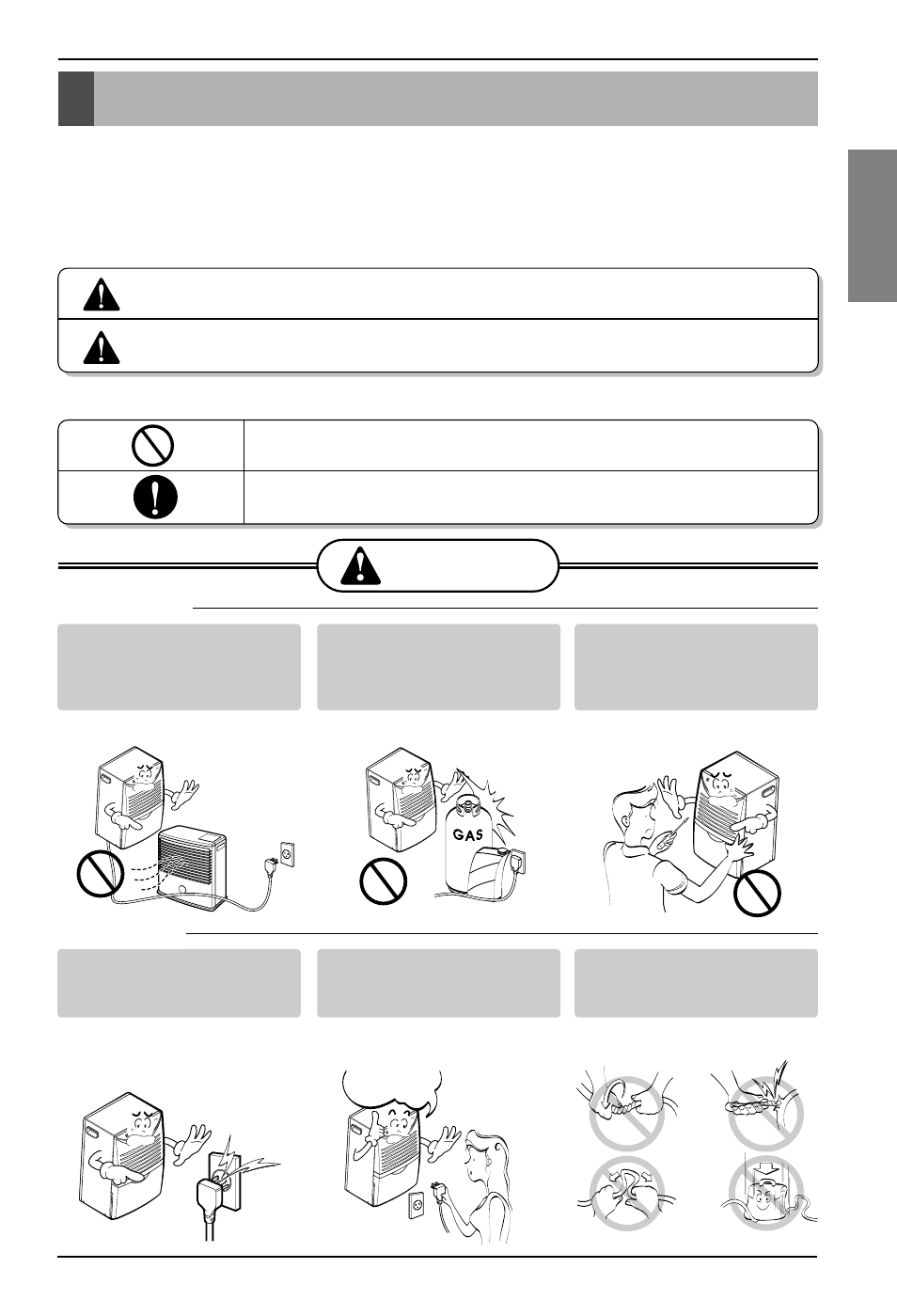 Safety precautions, Read all instruction bef, Read all instruction bef ore using ore using | Warning, Caution, English, Be sure not to do | LG LHD65EBL User Manual | Page 3 / 32