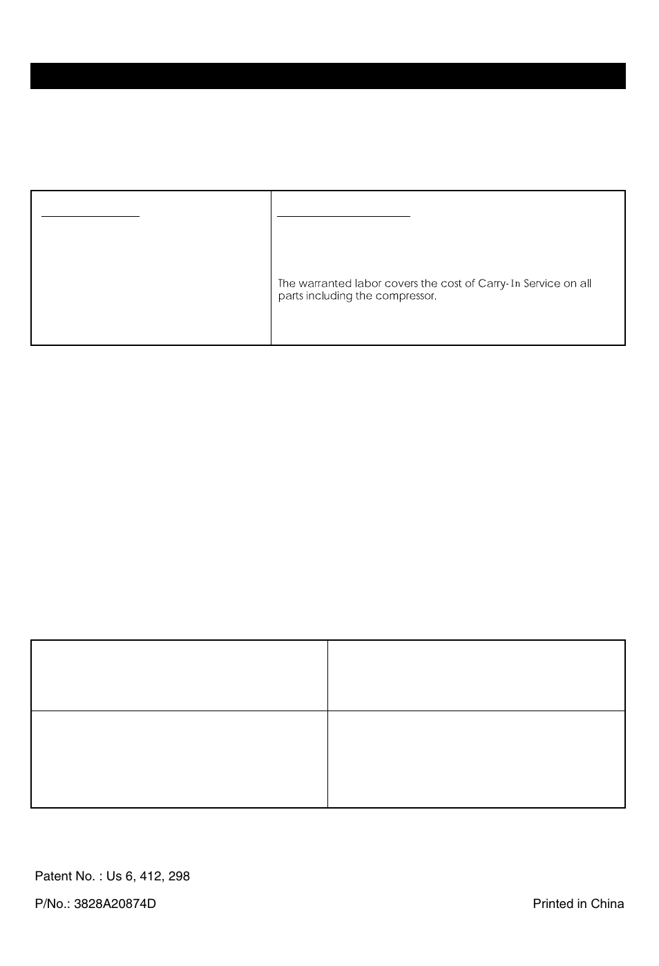 Lg dehumidifier limited warranty - usa | LG LHD65EBL User Manual | Page 32 / 32