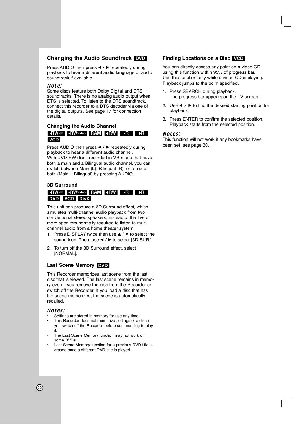 Changing the audio soundtrack | LG LRY-517 User Manual | Page 32 / 62