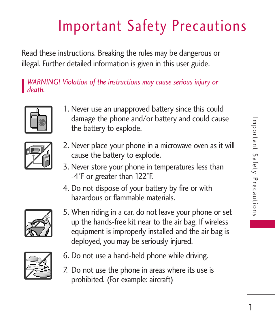 Important safety precautions | LG AX260 User Manual | Page 3 / 115