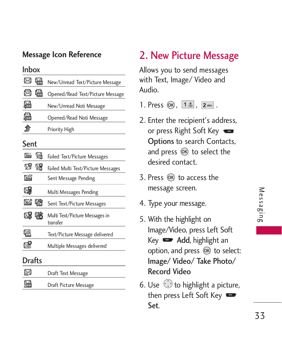 New picture message | LG AX260 User Manual | Page 35 / 115