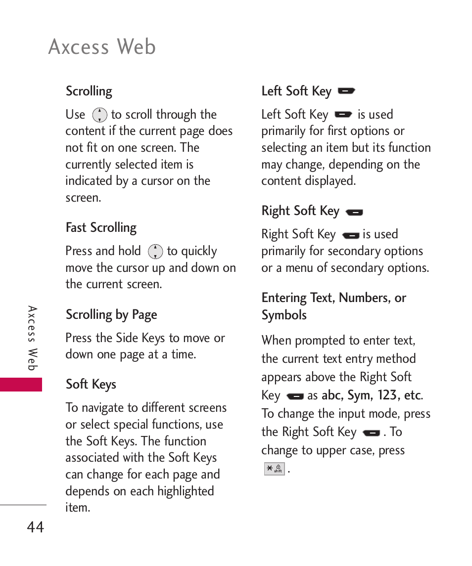 Axcess web | LG AX260 User Manual | Page 46 / 115