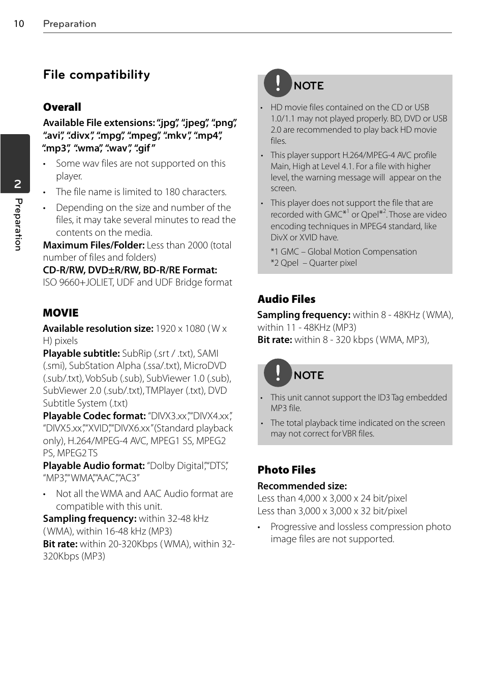File compatibility | LG BD678N User Manual | Page 10 / 72