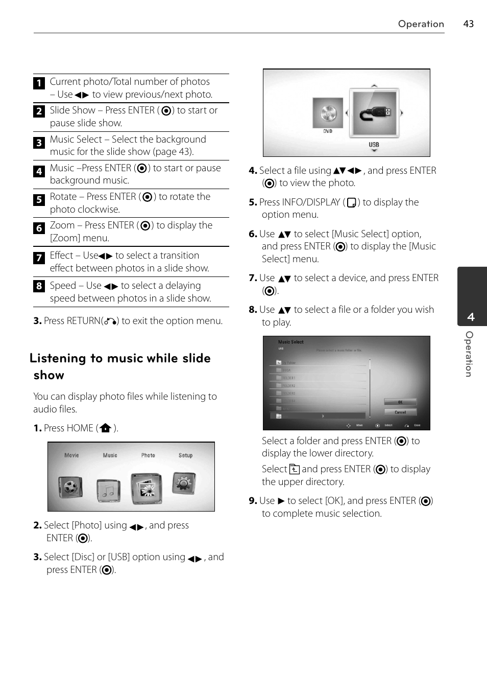 Listening to music while slide show | LG BD678N User Manual | Page 43 / 72