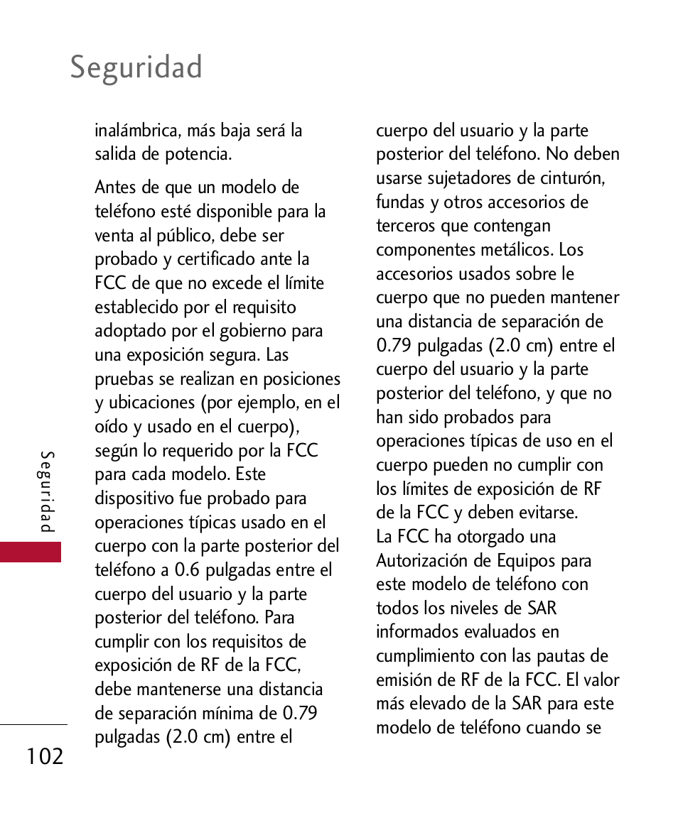 Seguridad | LG 300 User Manual | Page 212 / 226