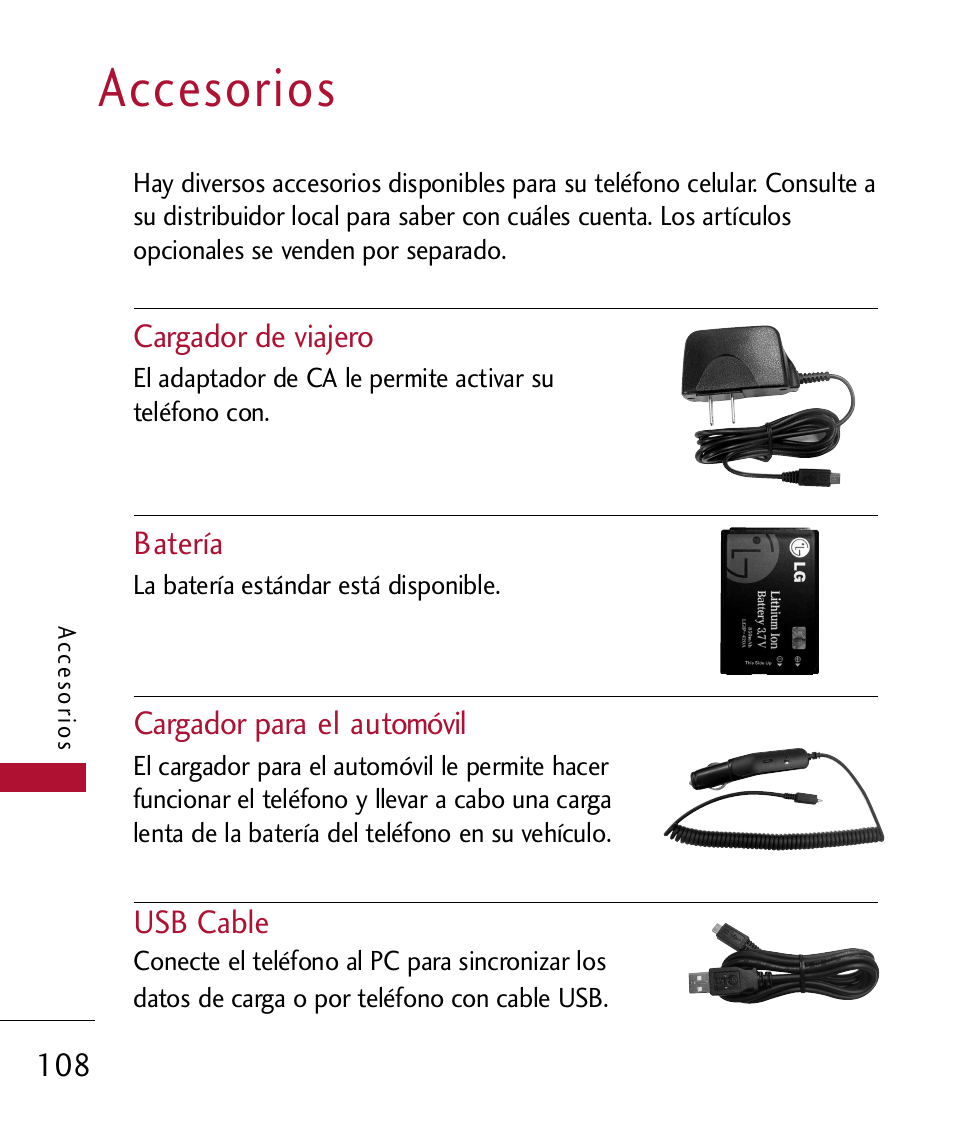 Accesorios | LG 300 User Manual | Page 218 / 226