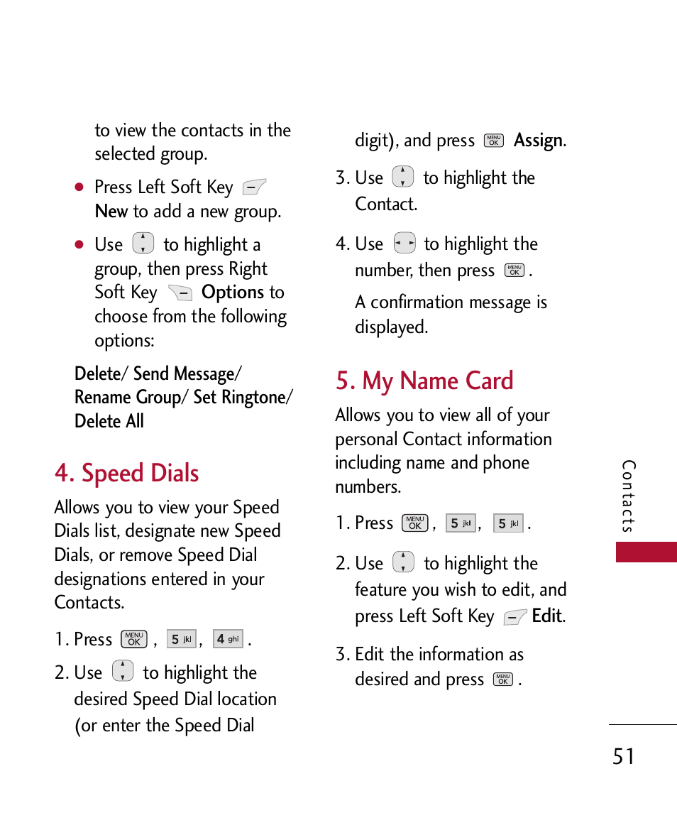 Speed dials, My name card | LG 300 User Manual | Page 53 / 226