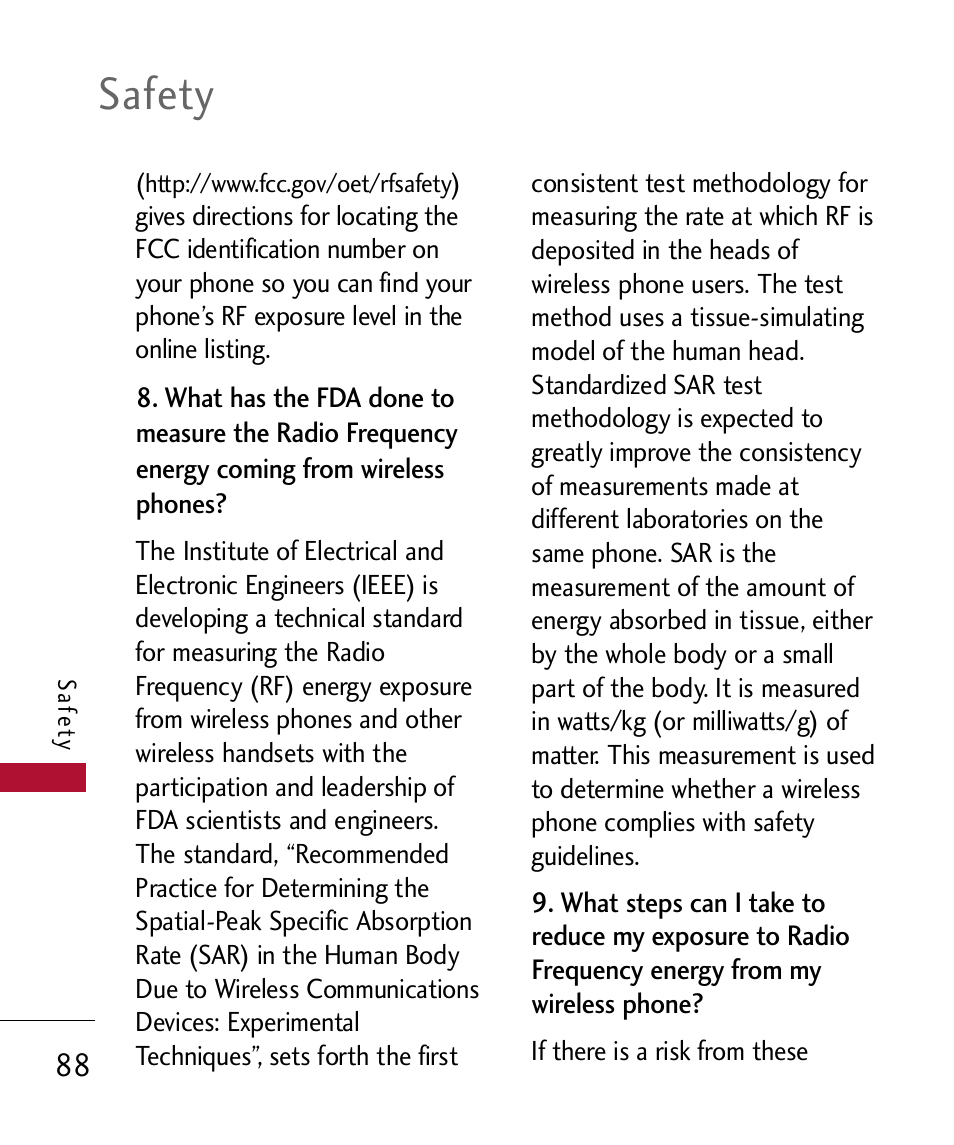 Safety | LG 300 User Manual | Page 90 / 226
