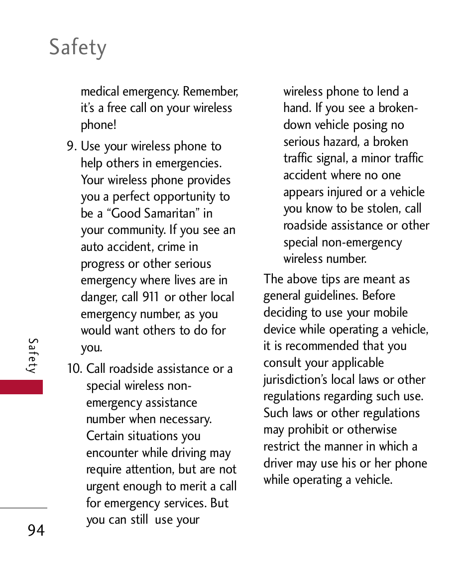 Safety | LG 300 User Manual | Page 96 / 226