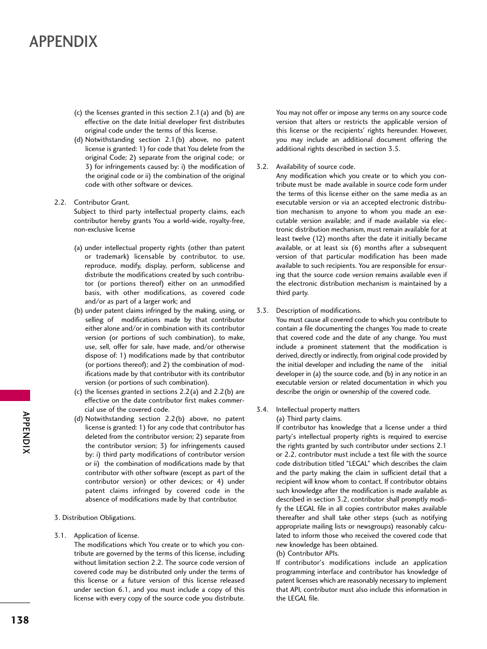 Appendix | LG 32LD320 User Manual | Page 138 / 142