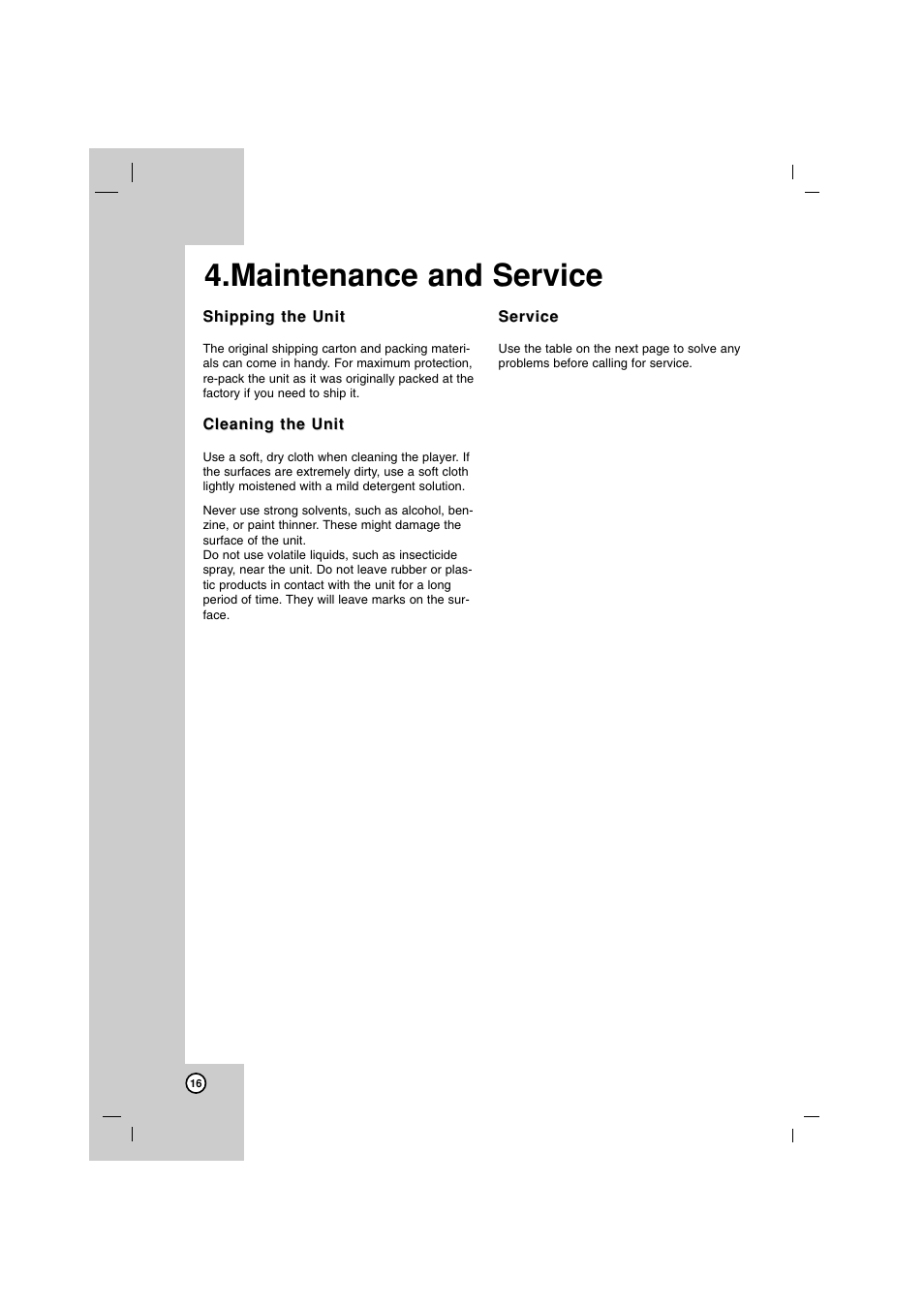 Maintenance and service | LG LFS-U850 User Manual | Page 16 / 19