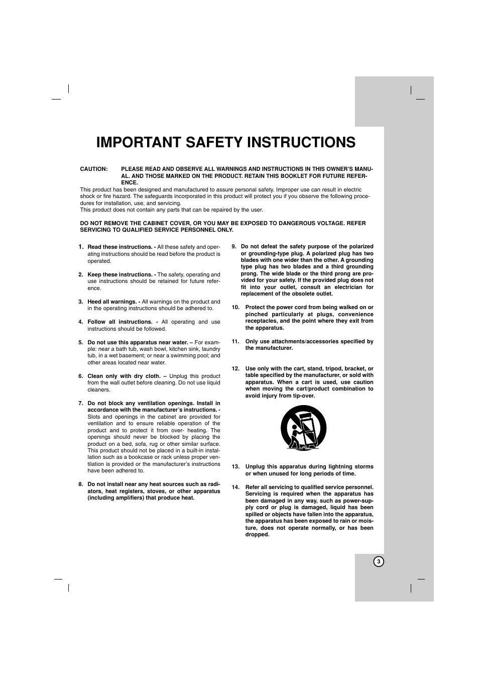 Important safety instructions, Title | LG LFS-U850 User Manual | Page 3 / 19