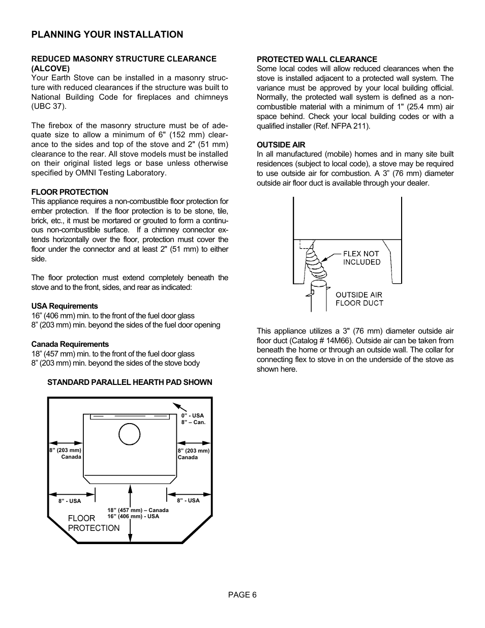 Planning your installation | Lennox Hearth EARTHSTOVE 1400HT User Manual | Page 6 / 26