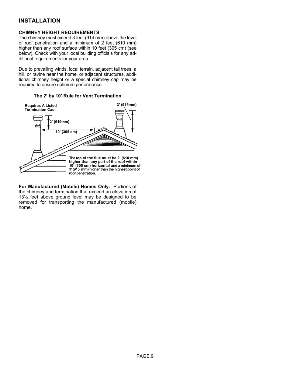 Installation | Lennox Hearth EARTHSTOVE 1400HT User Manual | Page 9 / 26