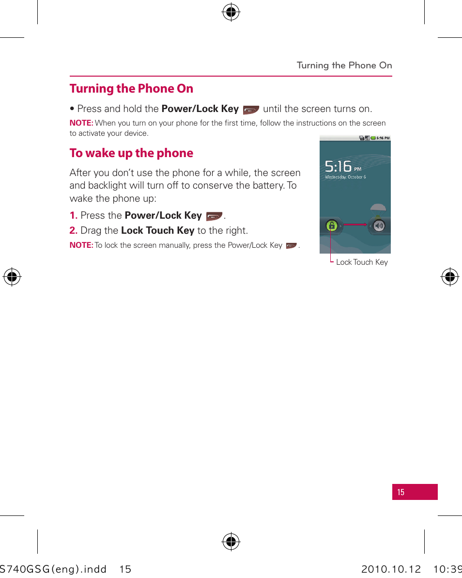 Turning the phone on | LG Apex User Manual | Page 18 / 80