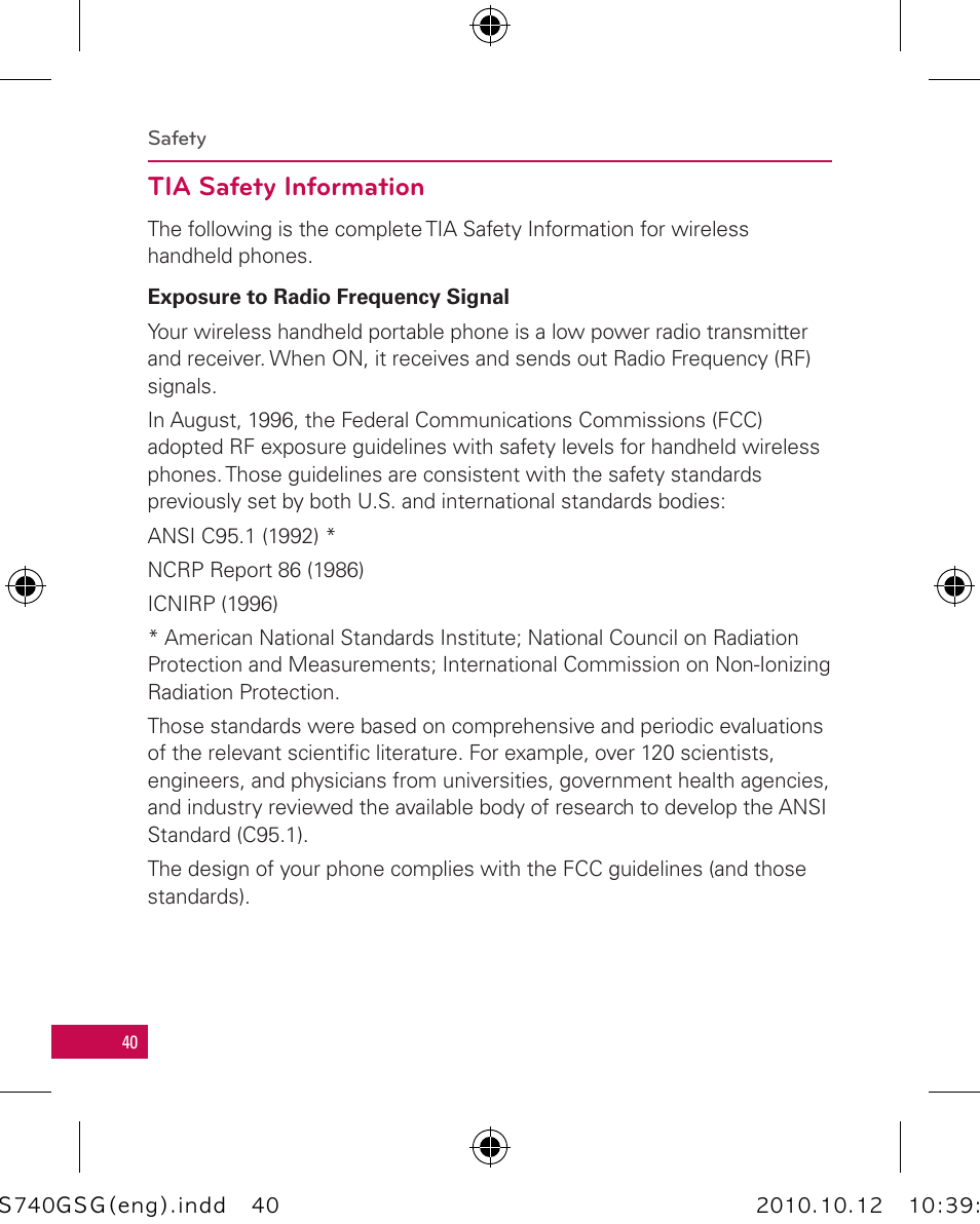 Tia safety information | LG Apex User Manual | Page 43 / 80
