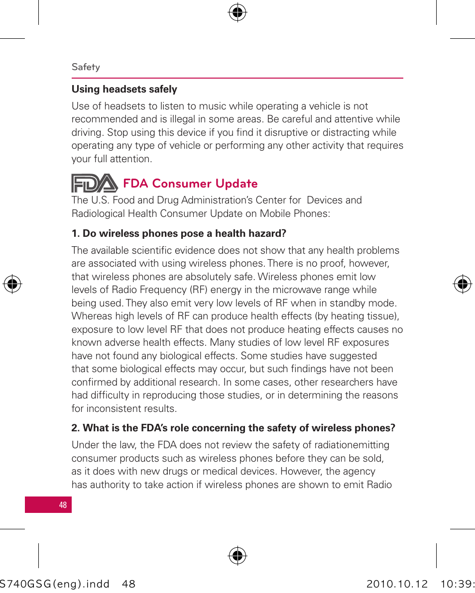 Fda consumer update | LG Apex User Manual | Page 51 / 80