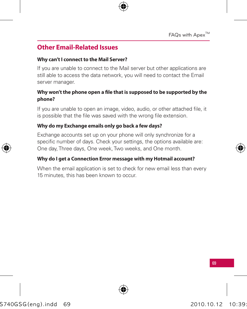 Other email-related issues | LG Apex User Manual | Page 72 / 80