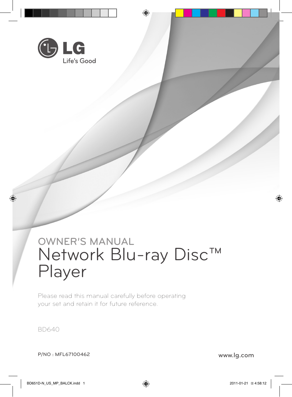 LG NETWORK BLU-RAY DISC BD640 User Manual | 60 pages