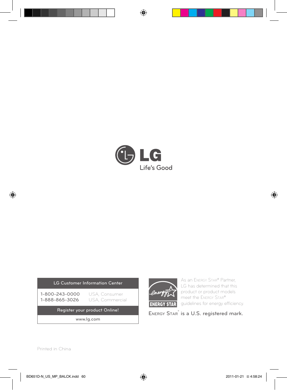 Is a u.s. registered mark | LG NETWORK BLU-RAY DISC BD640 User Manual | Page 60 / 60