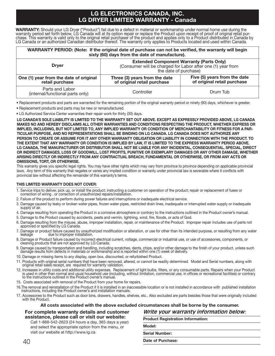 LG Dryer MFL62512805 User Manual | Page 40 / 41