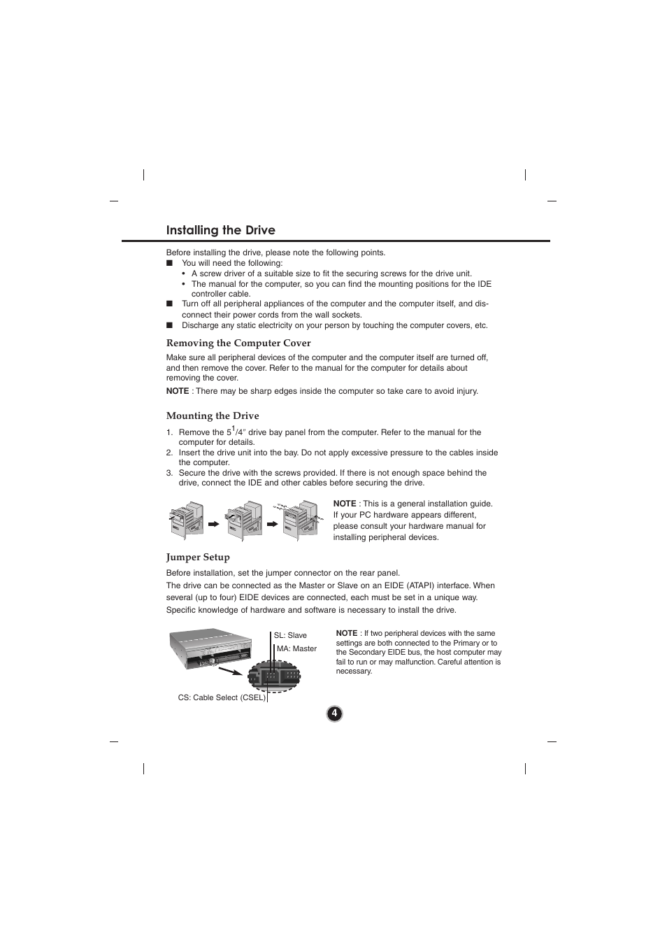 Installing the drive | LG GSA-4120B User Manual | Page 7 / 14