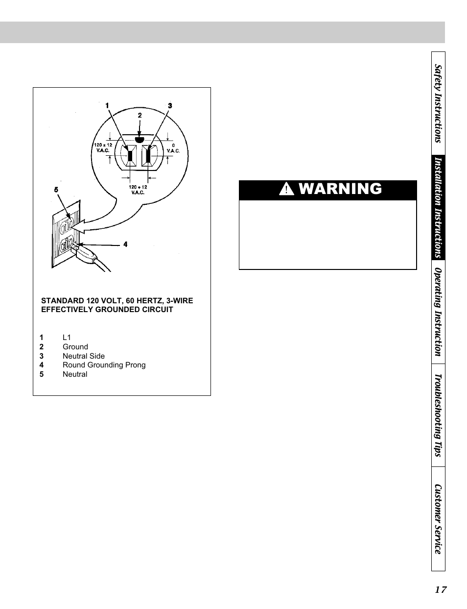 Warning, Grounding instructions | LG DLE5911W User Manual | Page 17 / 32
