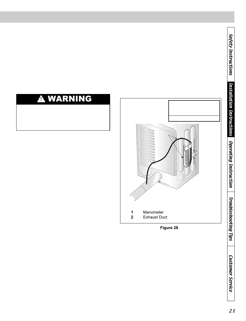 Warning, Exhaust system maintenance dryer airflow | LG DLE5911W User Manual | Page 21 / 32