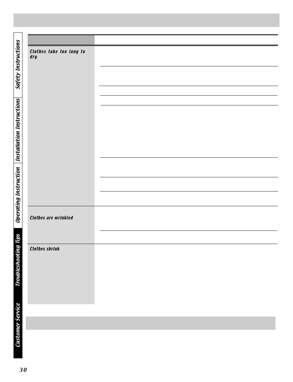 Service telephone numbers | LG DLE5911W User Manual | Page 30 / 32