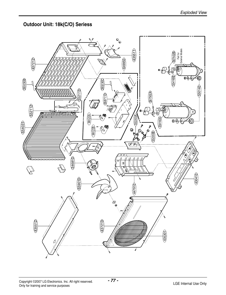 Outdoor unit: 18k(c/o) seriess, Exploded view | LG LS090CP(AS-C0914DH0) User Manual | Page 77 / 80