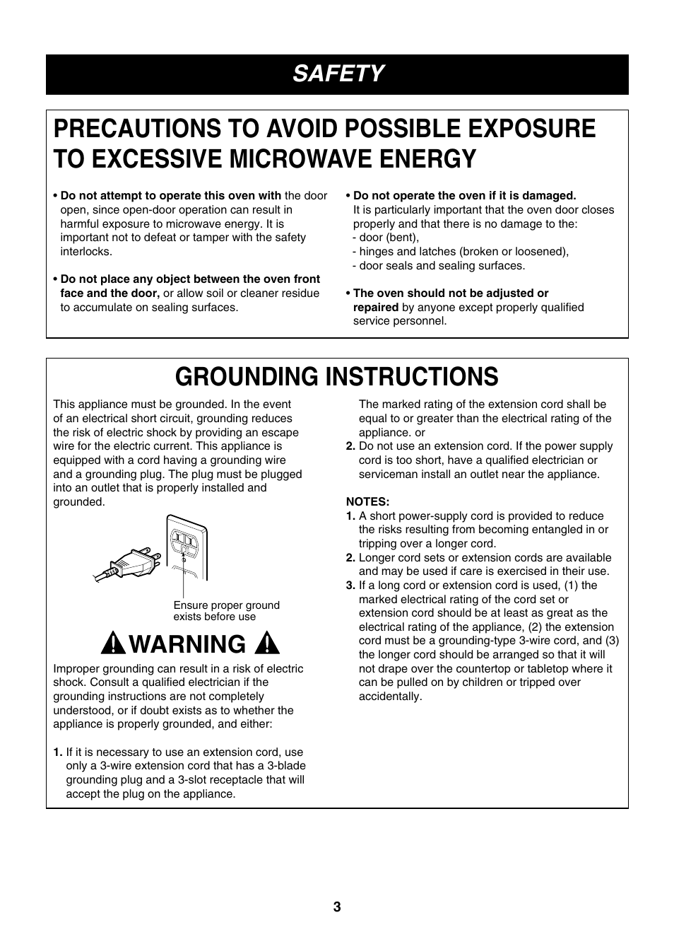 Warning, Safety | LG LMH1017CVST User Manual | Page 3 / 32