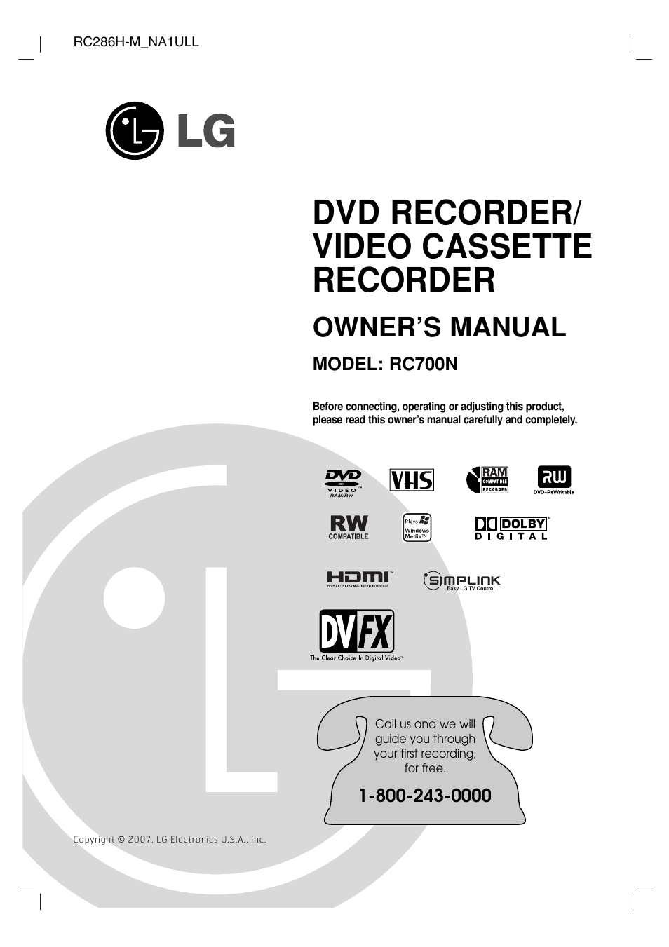 LG RC700N User Manual | 55 pages