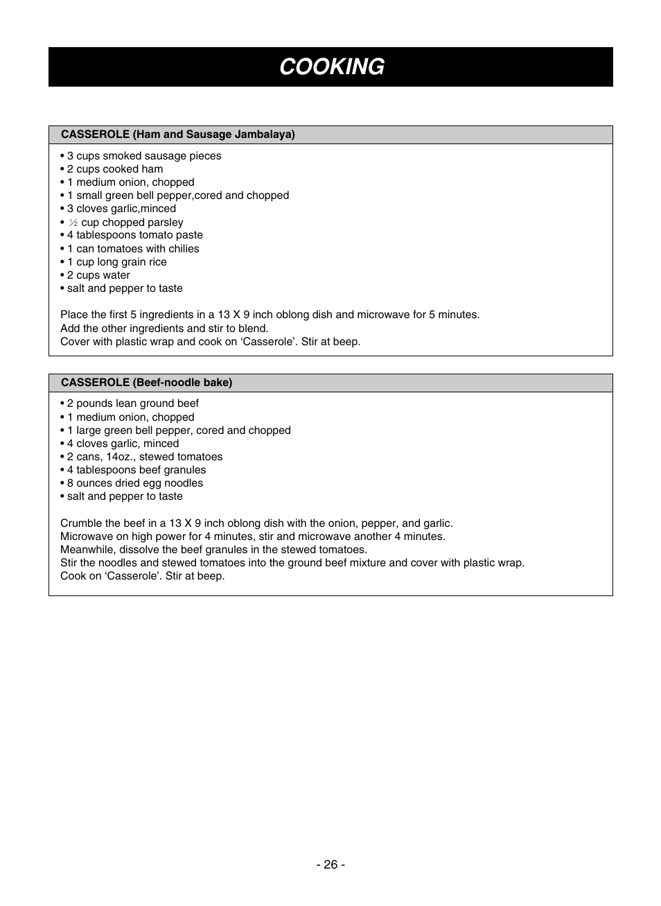 Cooking | LG LMVM1945SW User Manual | Page 26 / 36