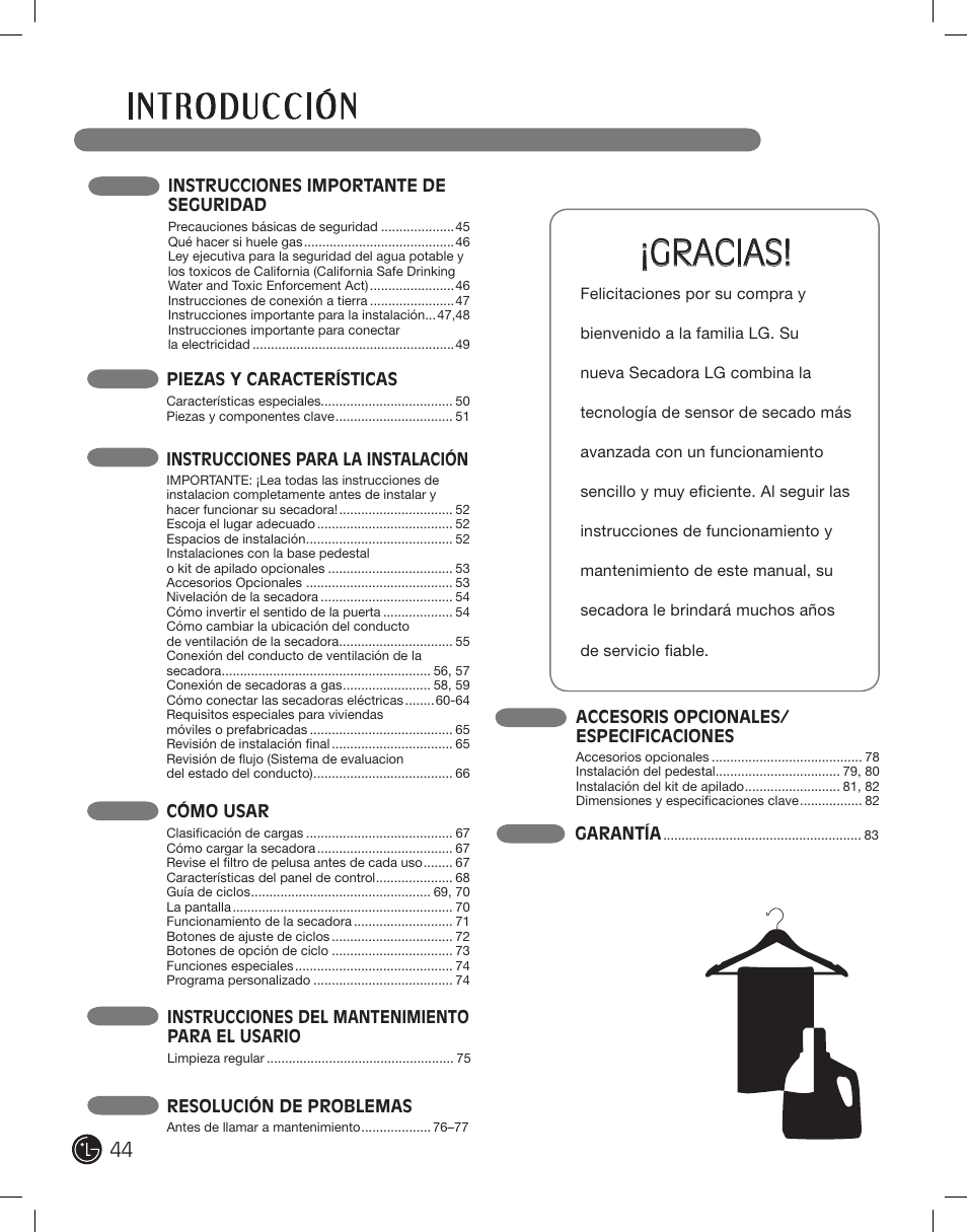 Gracias | LG DLE2701V User Manual | Page 44 / 120