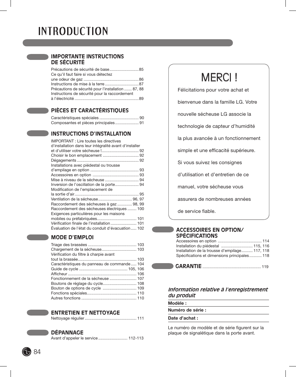 Merci | LG DLE2701V User Manual | Page 84 / 120