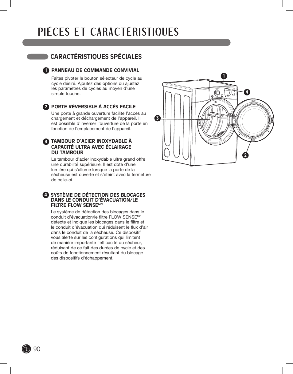 Caractéristiques spéciales | LG DLE2701V User Manual | Page 90 / 120