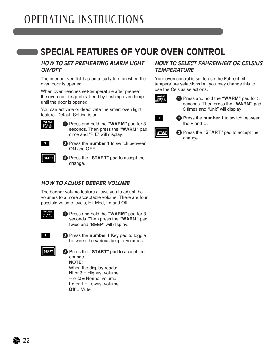 Special features of your oven control | LG Gas Range LRG3093ST User Manual | Page 22 / 38