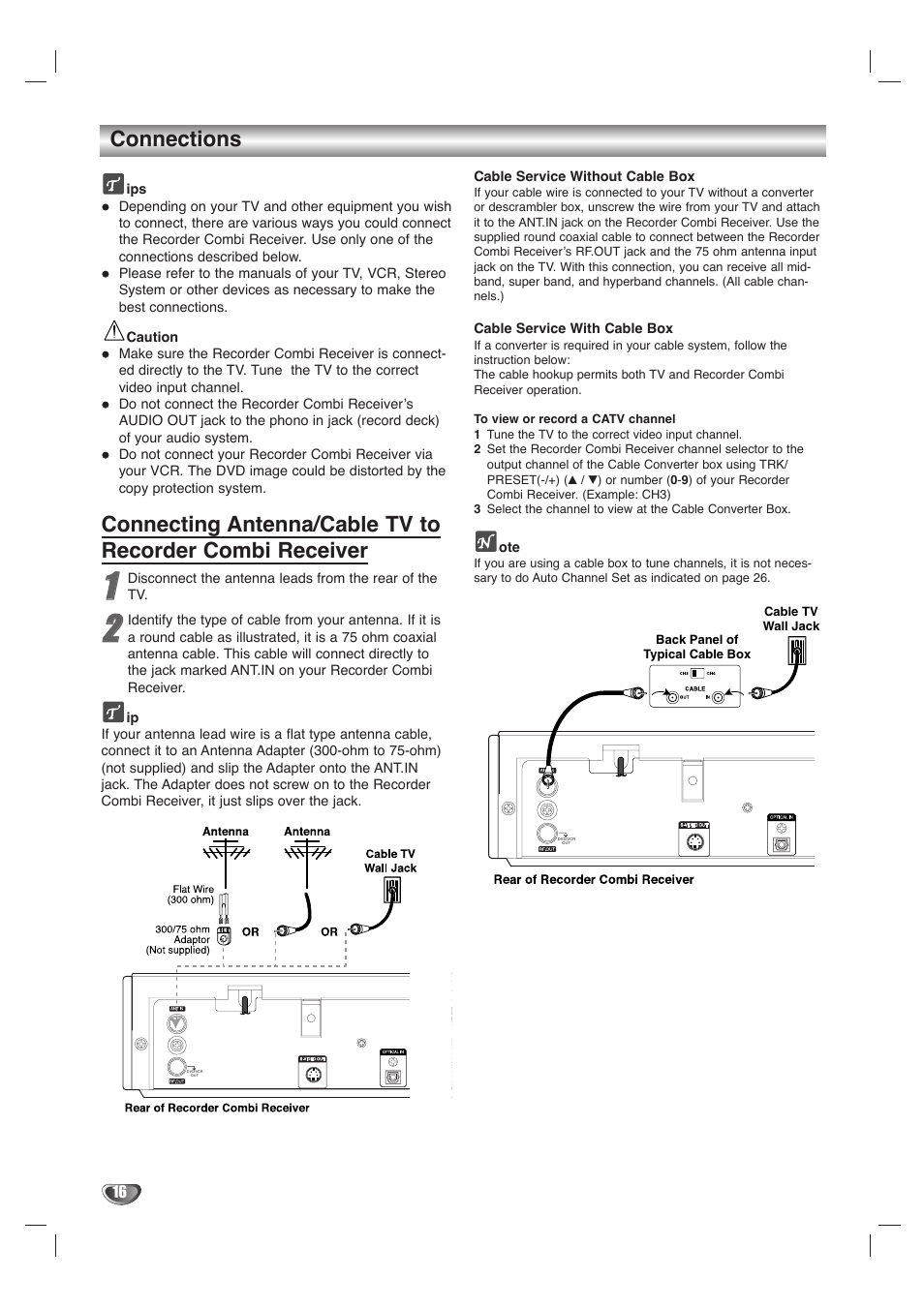 Connections | LG LHY-518 User Manual | Page 16 / 75