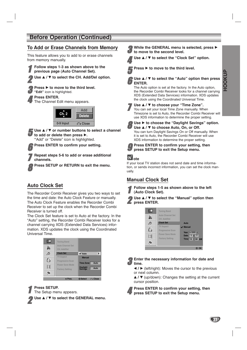 Before operation (continued) | LG LHY-518 User Manual | Page 27 / 75