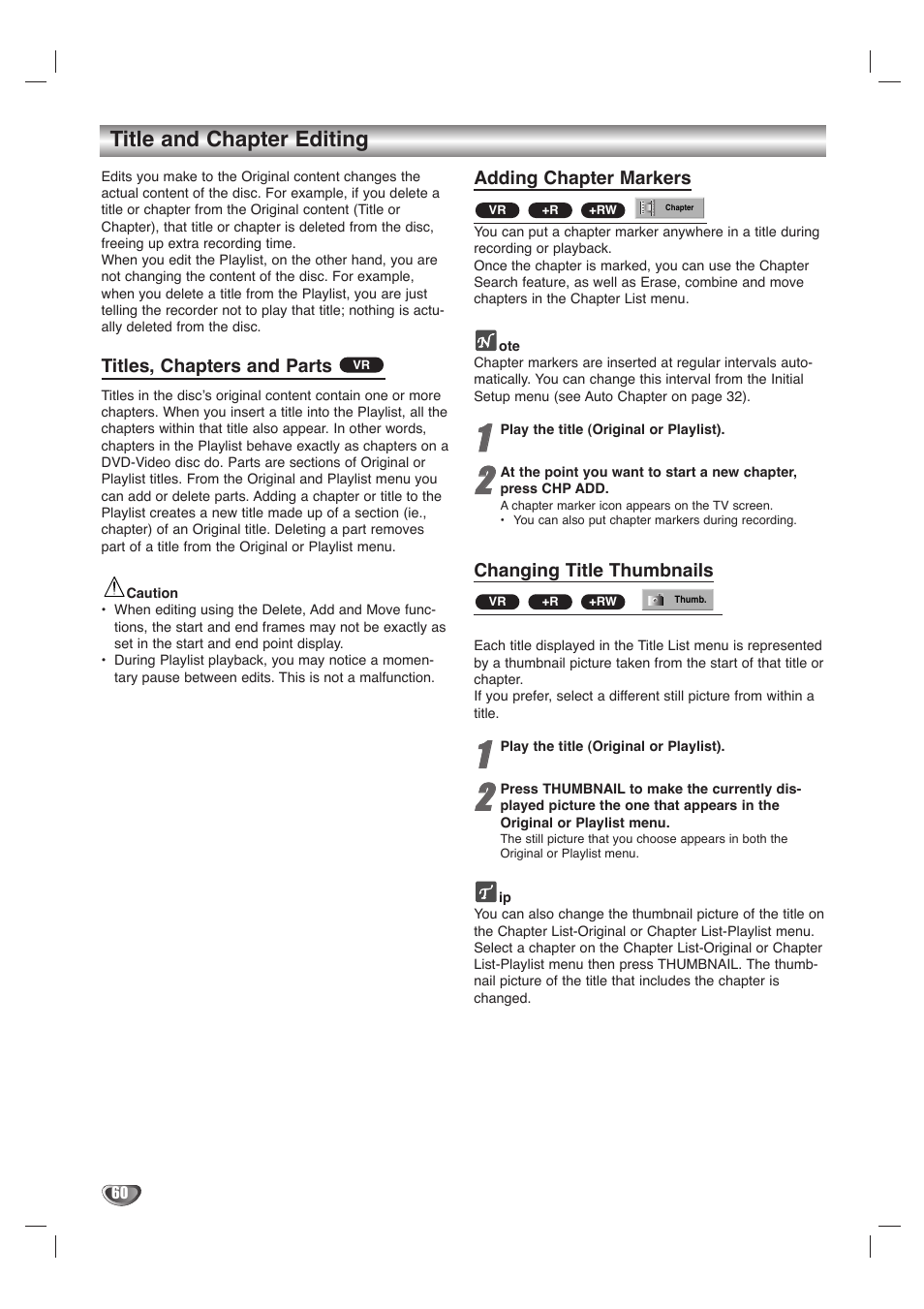 Title and chapter editing | LG LHY-518 User Manual | Page 60 / 75