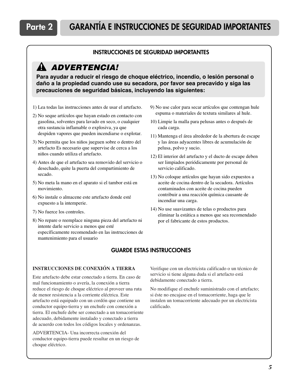 Advertencia | LG D7188NM User Manual | Page 37 / 64