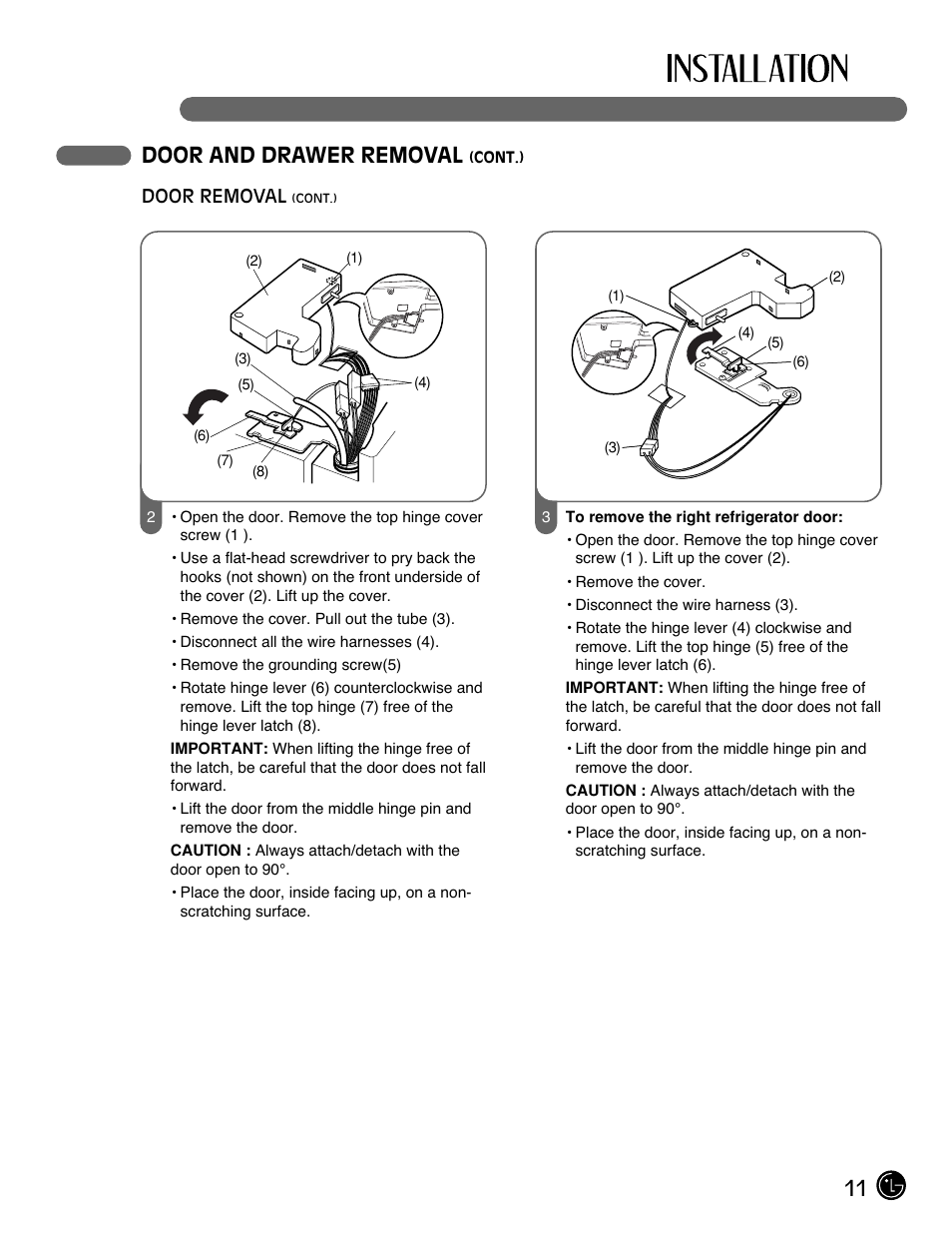 11 door and drawer removal | LG LMX25981** User Manual | Page 11 / 132