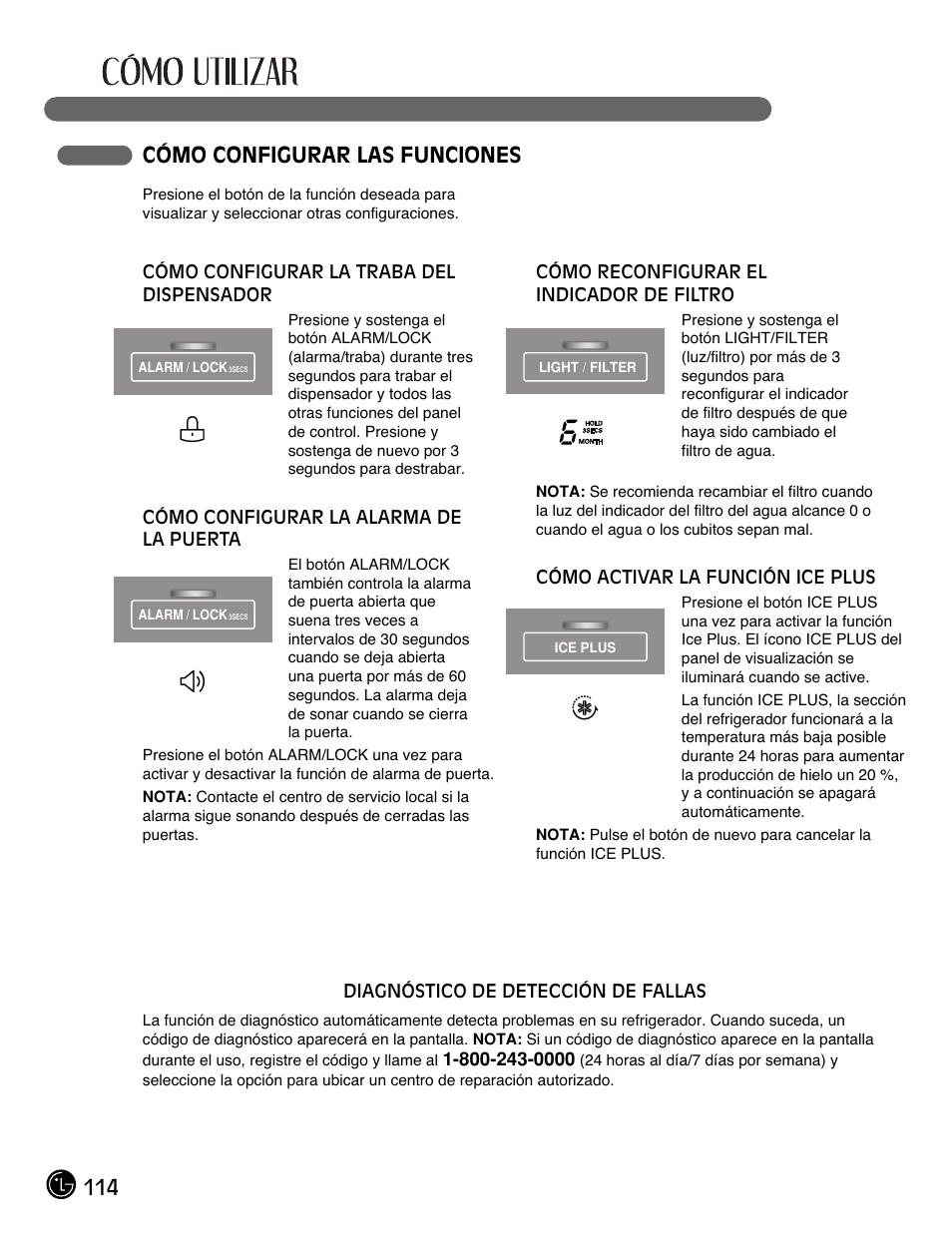 114 cómo configurar las funciones | LG LMX25981** User Manual | Page 114 / 132