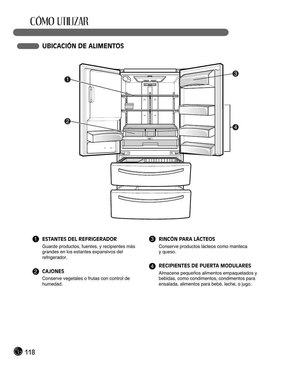 118 ubicación de alimentos | LG LMX25981** User Manual | Page 118 / 132