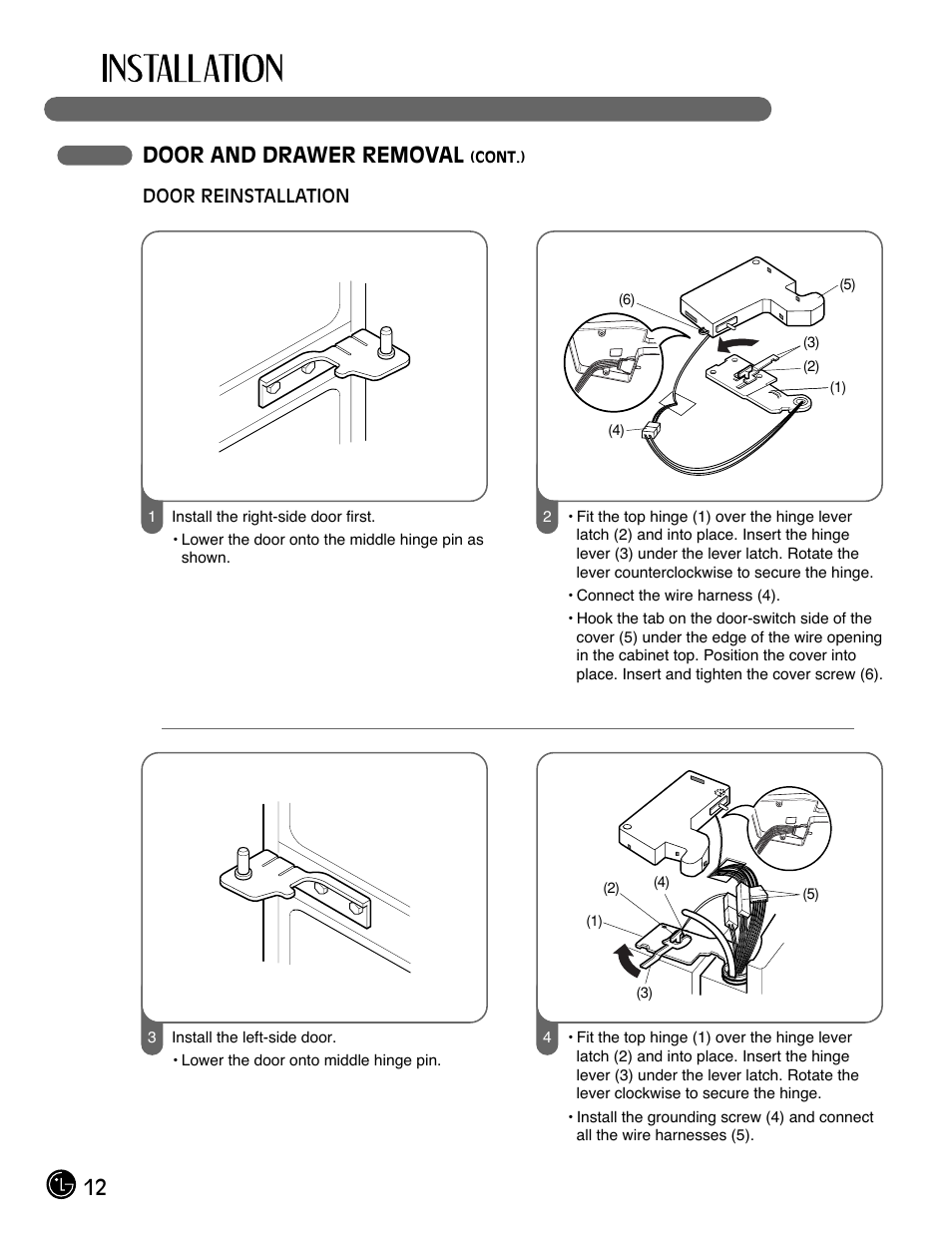 12 door and drawer removal | LG LMX25981** User Manual | Page 12 / 132