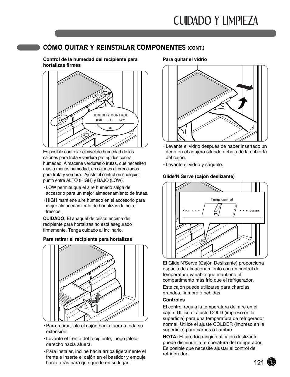 121 cómo quitar y reinstalar componentes | LG LMX25981** User Manual | Page 121 / 132