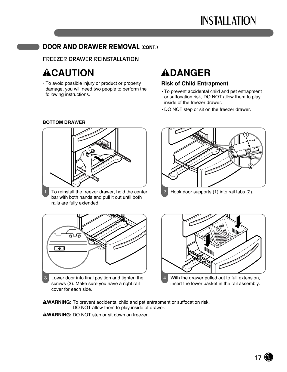 Wcaution, Wdanger | LG LMX25981** User Manual | Page 17 / 132