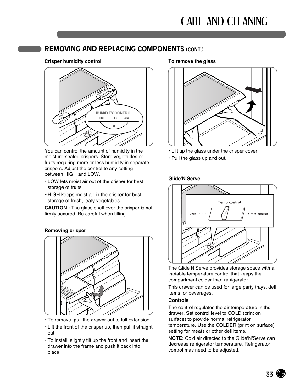 33 removing and replacing components | LG LMX25981** User Manual | Page 33 / 132