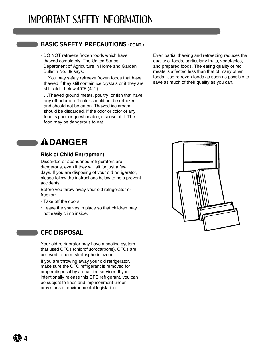 Wdanger | LG LMX25981** User Manual | Page 4 / 132